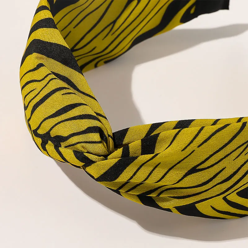 

Plaid Makeup Wash Face Wide Side Headband Simple Head Hoop Zebra Pattern Cross Knotted Hair Hoop Vintage Hair Accessories