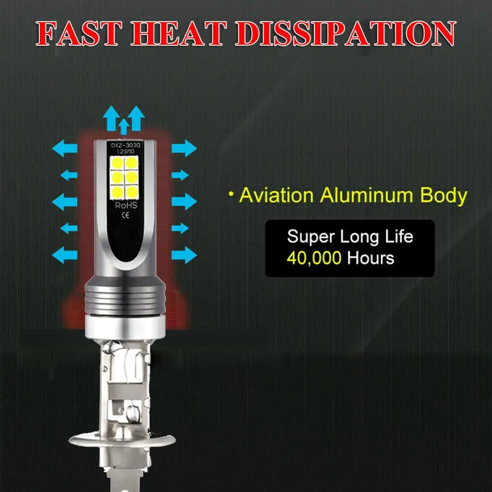 

H1 LED Fog Light Headlight Kits 100W 14000LM High Power Bulbs 6000K White Lamps Drop Shipping