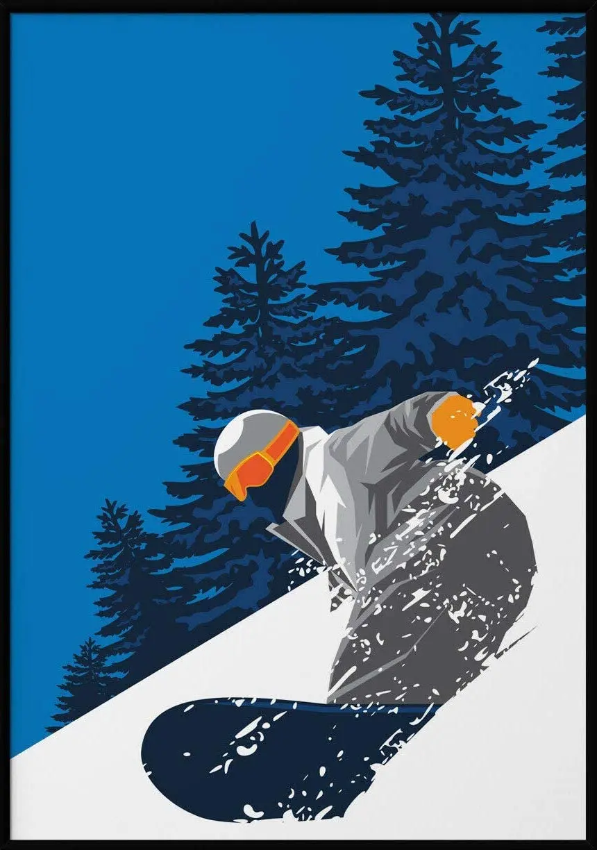 

Retro Snowboard Poster Vintage Ski Chalet Winter Snow Sport Metal Vintage Tin Sign Decor House Bar Pub Funny Retro Wall Art Sign