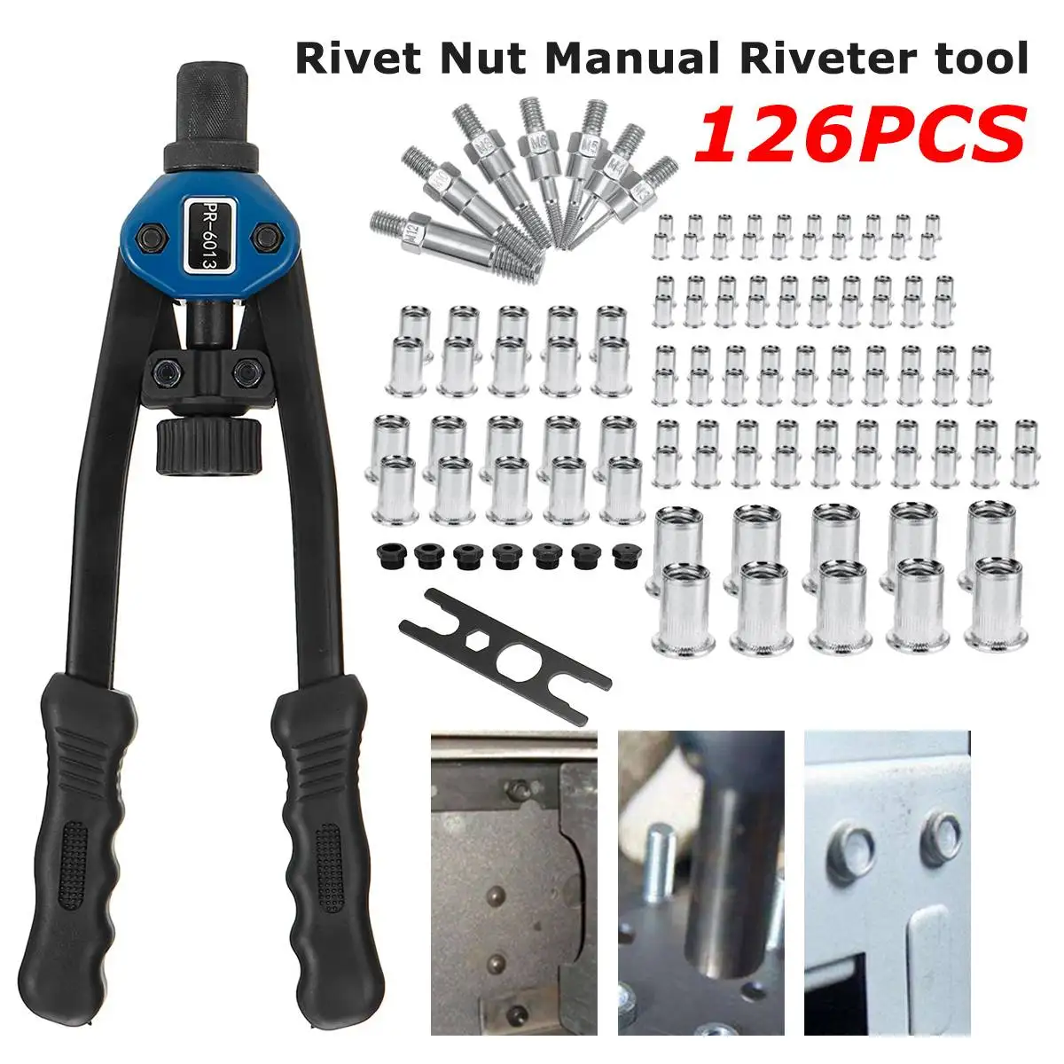 126 шт. клепки набор инструментов ручной слепой клепальщик плоскогубцы вставка