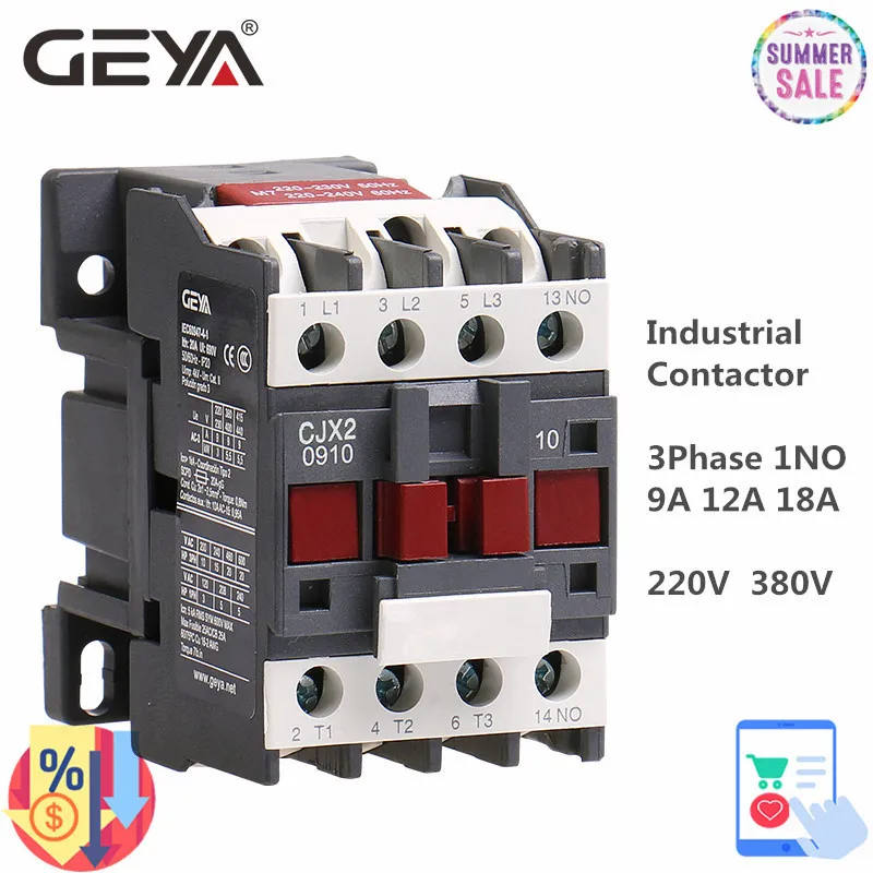 GEYA CJX2 контактор переменного тока 9A 12A 18A промышленный катушки Напряжение 380V 220V