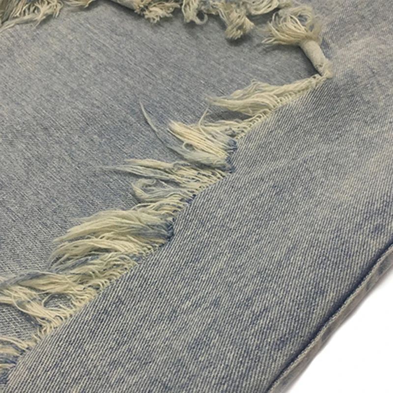 

[EAM] High Waist Wide Leg Denim Burrs Hole Asymmetrical Jeans New Loose Women Trousers Fashion Tide Spring Autumn 2021 1DD6402