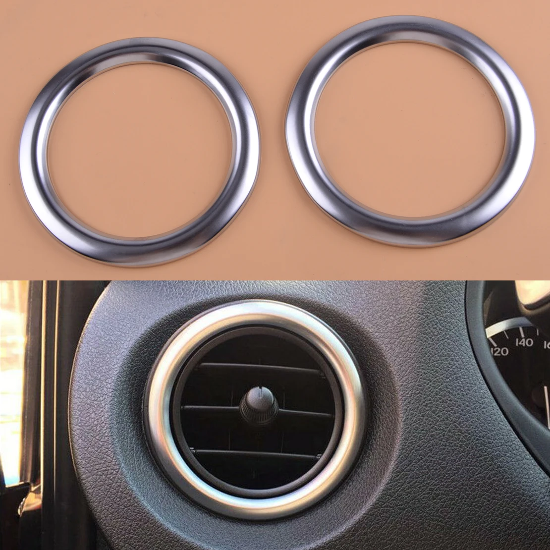 

beler Silver 2pcs ABS Inner Air Vent Outlet Cover Trim Decoration Ring Fit for Mercedes-Benz Vito W447 2014 2015 2016 2017 2018