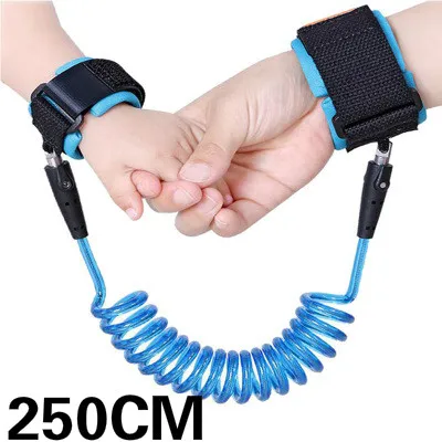 Привязь на запястье для детей преддошкольного возраста, ремни безопасности для детей, веревка для прогулок на открытом воздухе, наручный ремень, браслет для детей - Цвет: BlueRotatable
