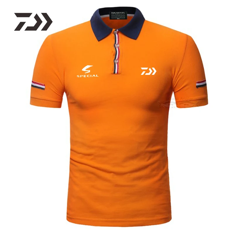 

New Daiwa Polo T Shirt Men Cotton Striped Summer Breathable Fishing Clothes Short Fishing Shirts Casual Sports Fishing Clothing