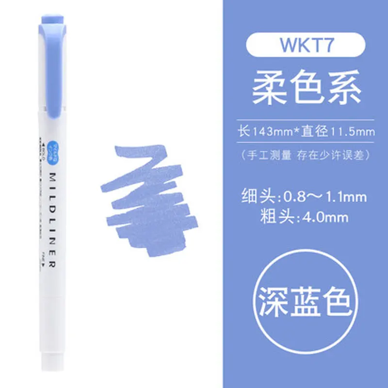 Zebra Mildliner маркер ручка WKT7 цветные двойные ручки маркера флуоресцентные маркеры школьные принадлежности канцелярские принадлежности 1 шт - Цвет: Dark blue 1Pcs