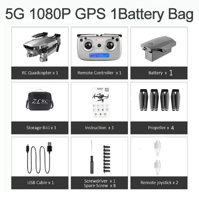 5G 1080P GPS 1B BAG ZLRC SG907 RC gps Дрон с 5G WiFi 90 ° Электрическая регулировка 4K камера следуем за мной Квадрокоптер складной Квадрокоптер VS S167 E520S - Цвет: 5G 1080P GPS 1B BAG