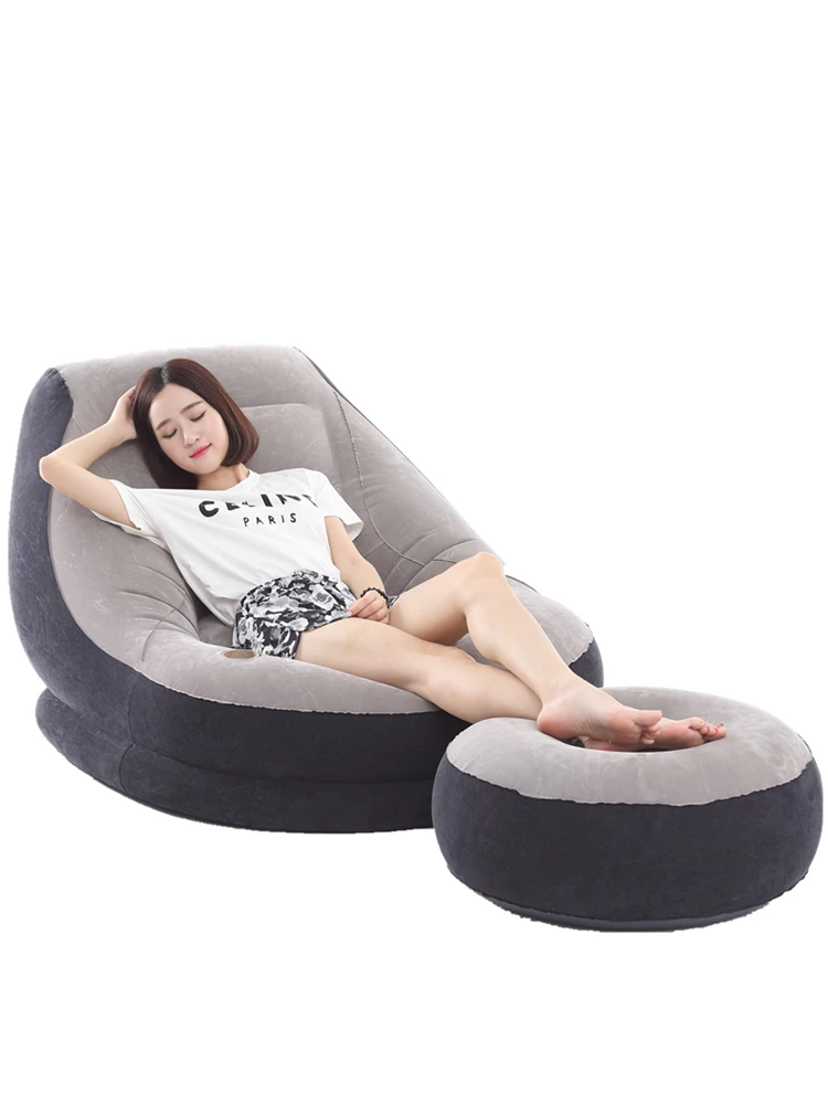 Inflatable Furniture Chair Sofa Lounger with Ottoman Foot Stool Rest Single Couch Beanbag Living Room Outdoor Air Lounge Chairs images - 6