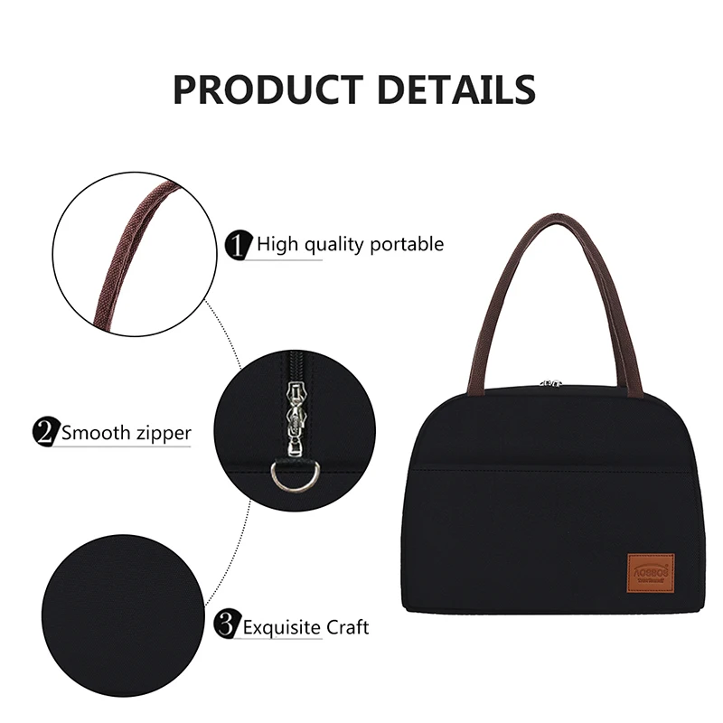 Aosbos Модная Портативная сумка для ланча с термоизоляцией однотонные сумки тоуты