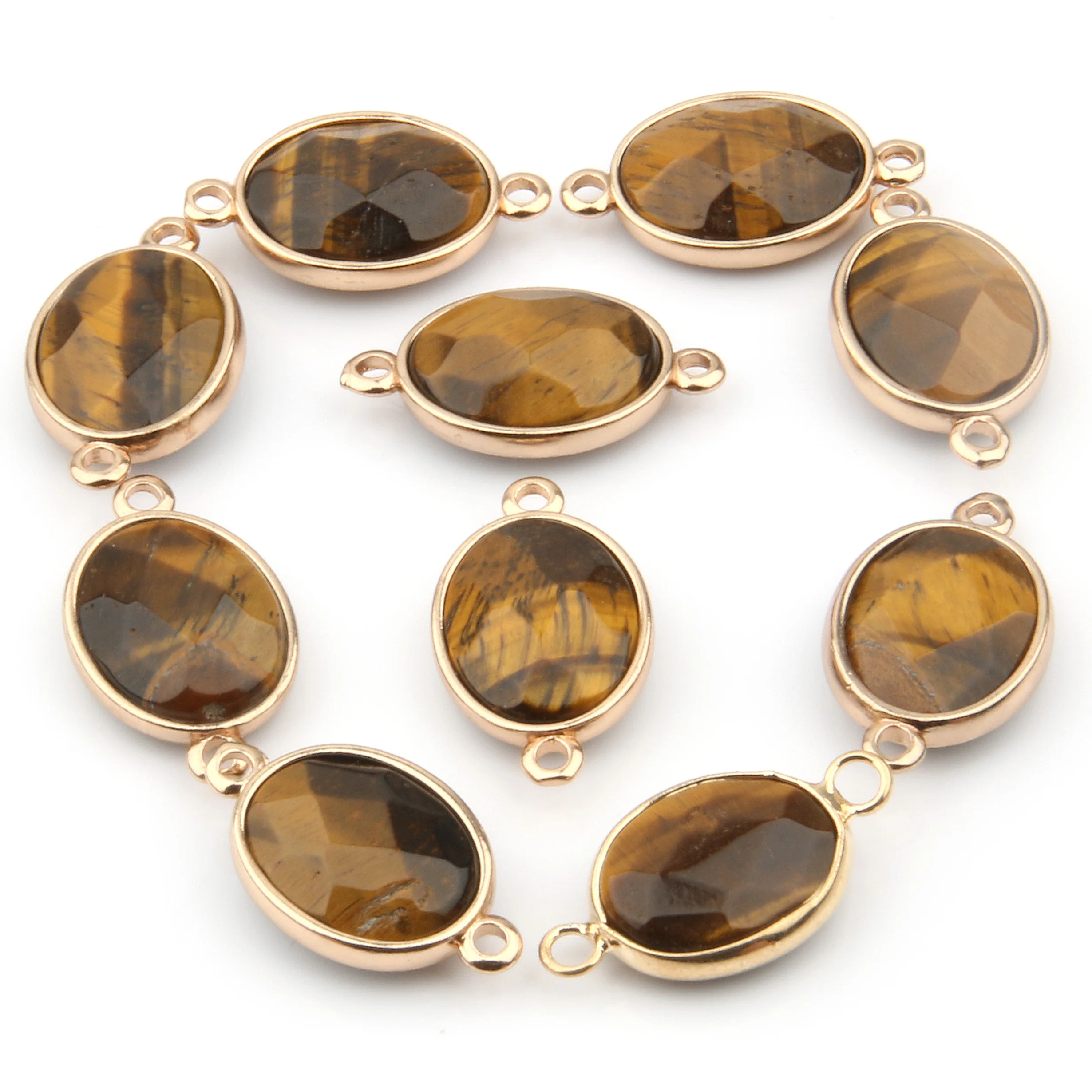 Подвеска из натурального агата тигровый глаз ограненный камень соединитель