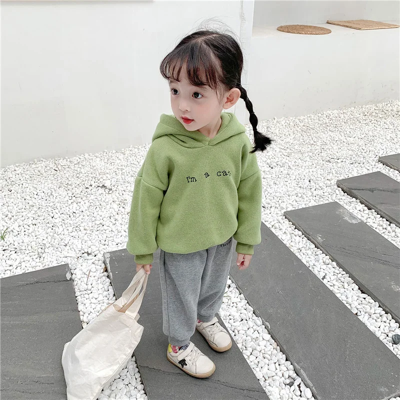 

Girls' Sweater 2021 Autumn Winter New Korean Children's Wear Cute Cartoon Cat Plush Hooded Ear Sweater Coat