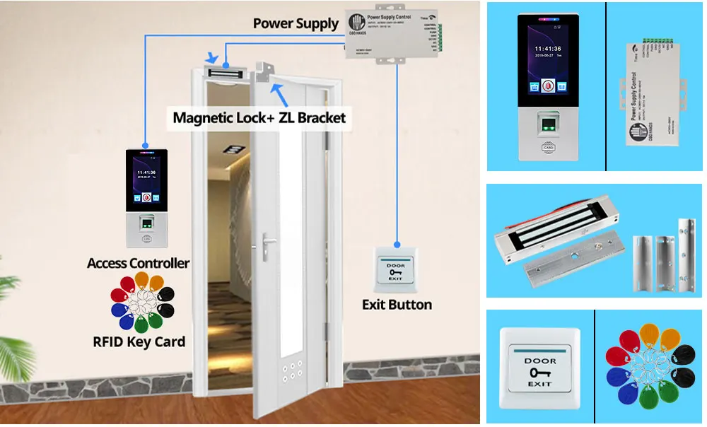 OBO RFID система контроля доступа комплект отпечатков пальцев биометрический сенсорный Электрический магнитный замок Болт Strike дверные замки USB Время посещаемости