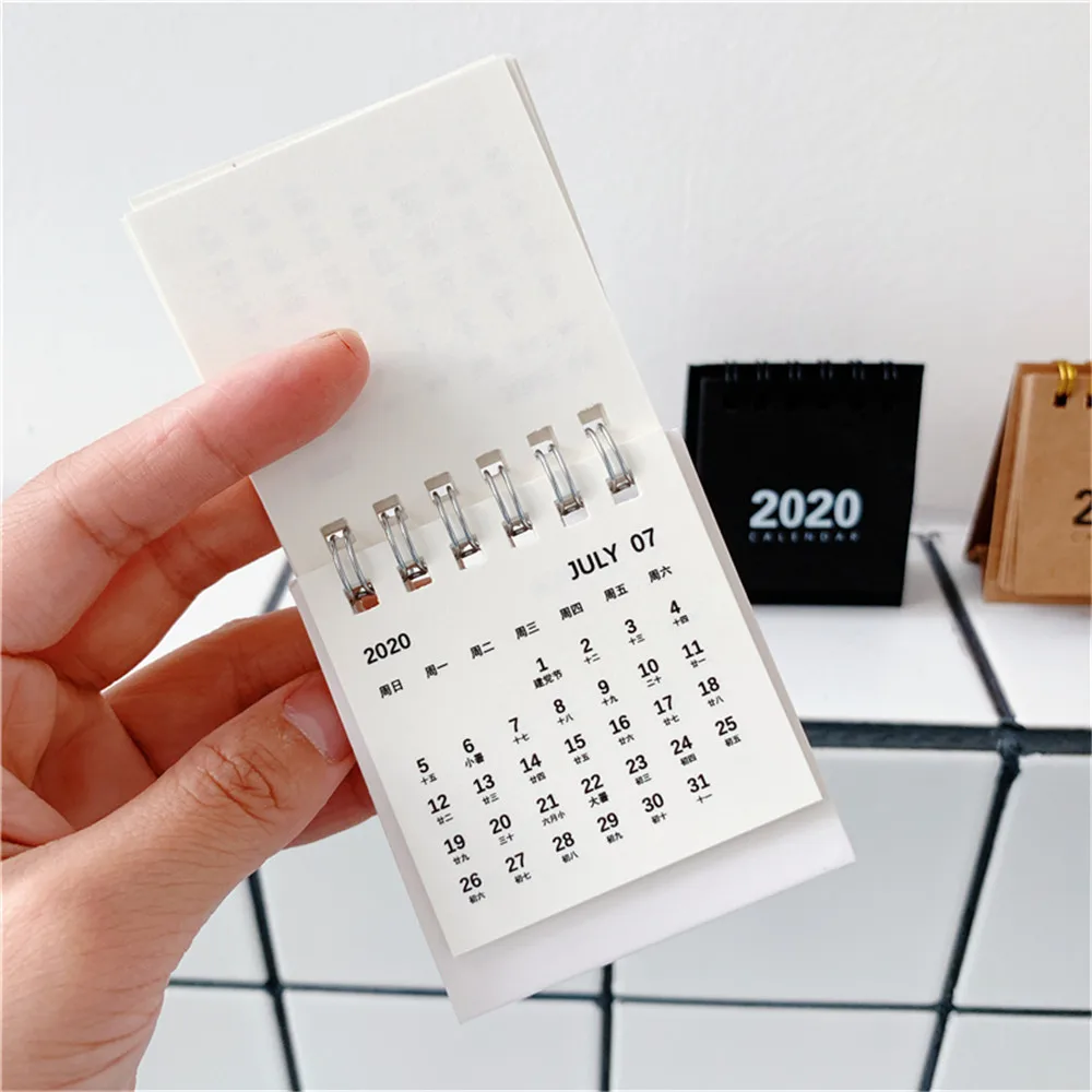 2020 Simple Calendar Mini Paper Desktop Item Dual Daily Scheduler Planner Yearly Agenda Organizer Office Stationery | Канцтовары для