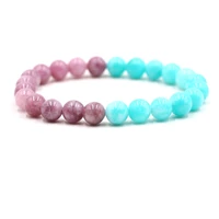 new charm 8mm blue purple natural stone bead bracelet bangle double color bracelet for menwomen fashion diy trendy jewelry gift