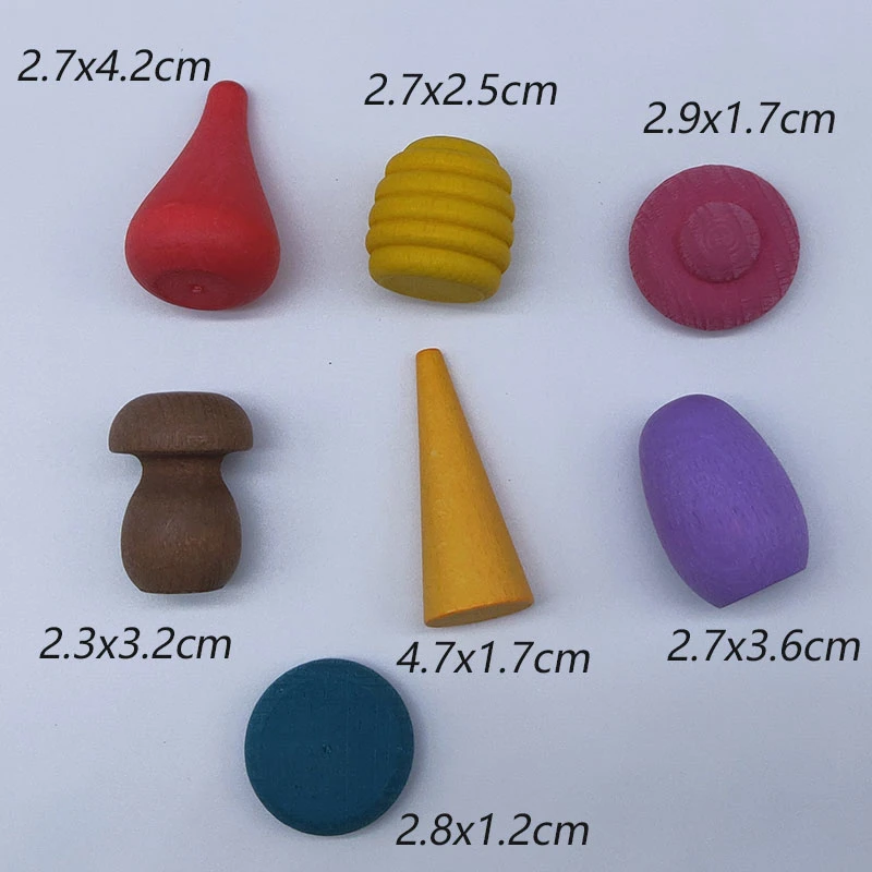 Bloques creativos de arco&iacute;ris de madera para ni&ntilde;os, juguetes de madera Natural, setas, gotas de panal, bloques de conos de &aacute;rbol para regalo, 324 Uds.-5