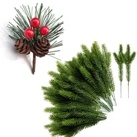 big deal 30pcs artificial pine needles green plant with 20pcs artificial flower red christmas berry and pine cone