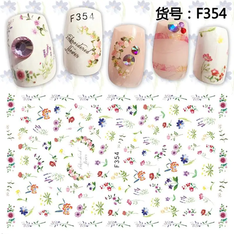 

1Pcs 3D Self-adhesive Nail Art Stickers Spring Flower Decals Nails Design For Manicure