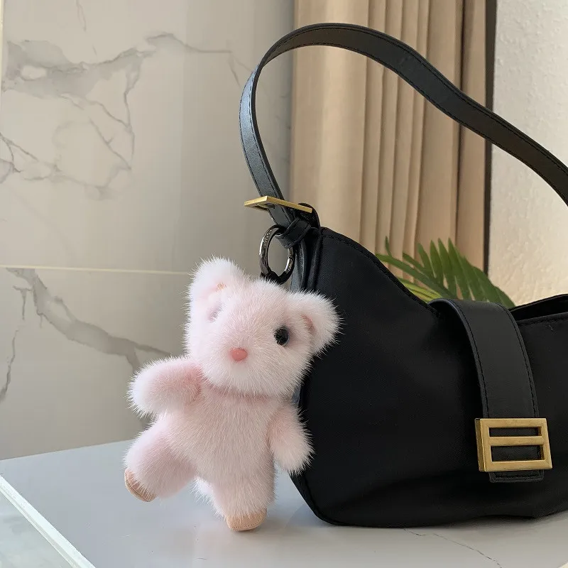 Брелок для ключей из меха норки женский высококлассный кулон в виде милой