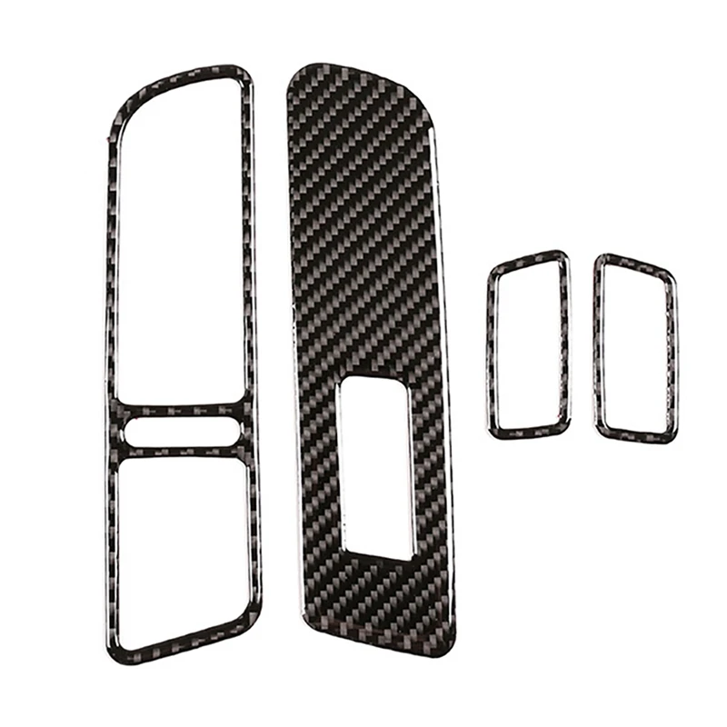 

NEW-Car Soft Carbon Fiber Window Lift Switch Panel Cover Trim for Tiguan 2010-2016