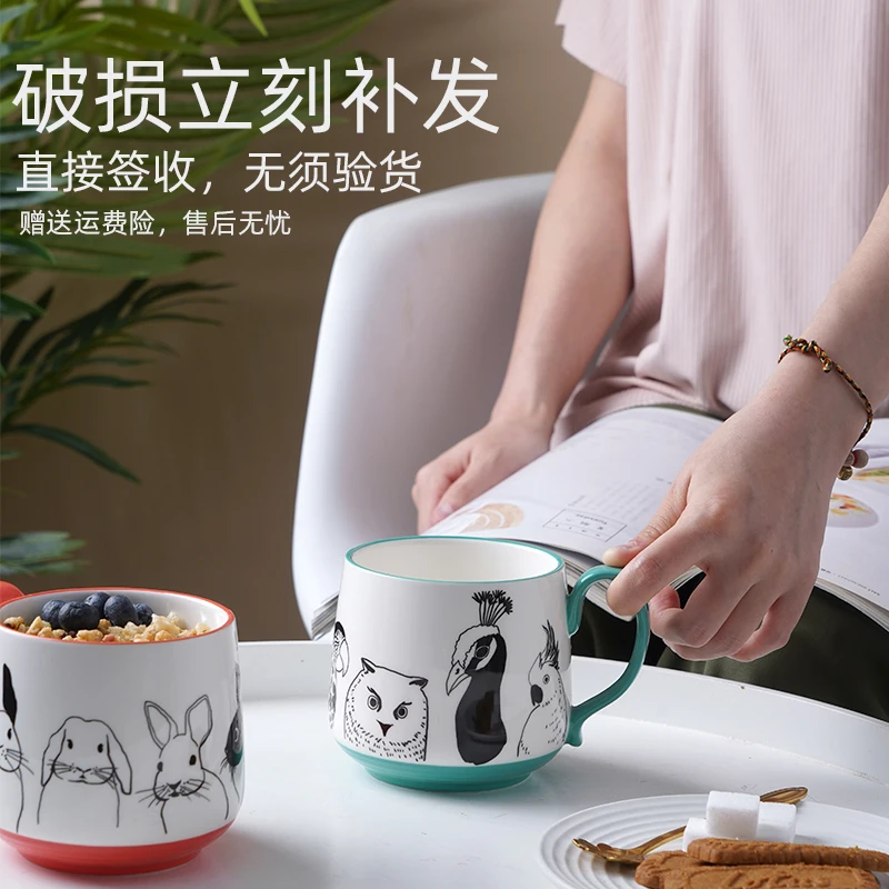 

Creative Coffee Mug Ceramic Cartoon Hand Painted Personalised Coffee Cup Cute High Capacity Couple Mug Tazas Drinkware DA60MKB