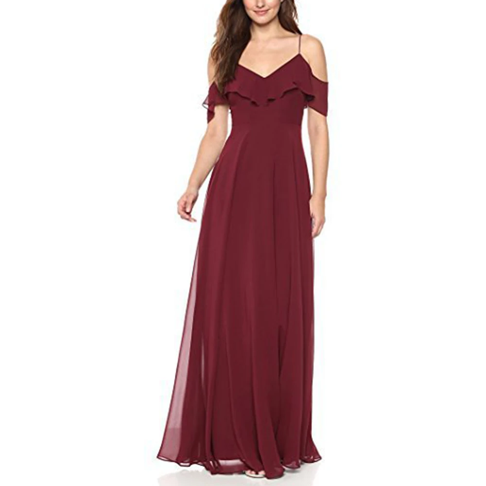 Для женщин плюс Размеры шифоновое макси платье с большой открытыми плечами