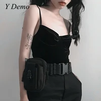 y demo techwear harajuku girl zipper pocket belt punk rock adjustable waist belt for women streetwear