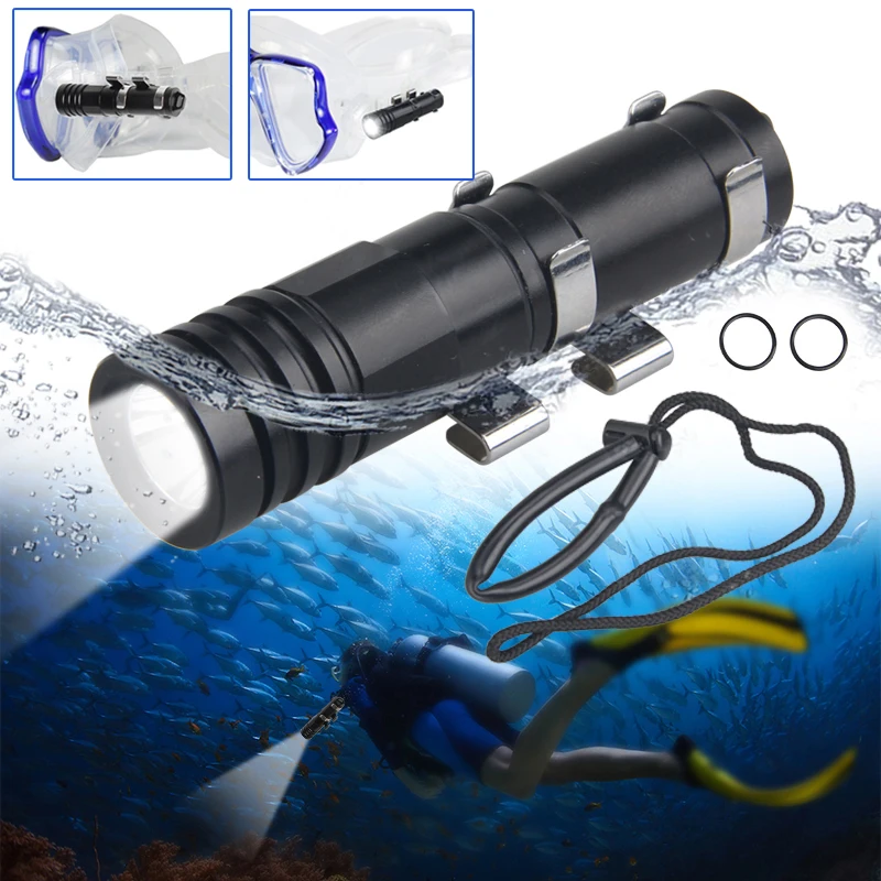 

Professional XP-E R3 LED Diving Flashlight Scuba Mask Torch Depth Underwater 100M Clip Torch Lantern Diver Diving Pocket Lamp