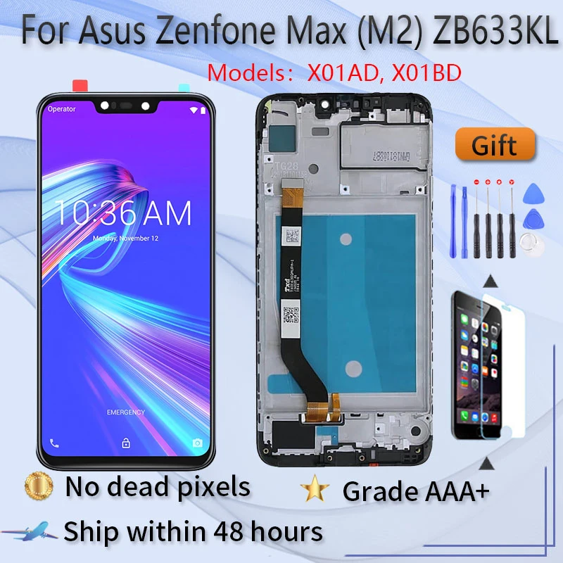 

6.26" LCD for Asus Zenfone Max M2 ZB633KL X01AD LCD display ZB632KL Touch Screen digitizer Assembly frame Replacement free tool