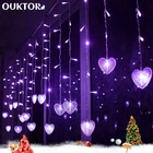 Праздничная светодиодный ная Гирлянда-занавеска в форме сердца, гирлянда-сосулька, романтическая сказочная гирлянда, огни для дома, Рождественское украшение для вечеринки, праздника