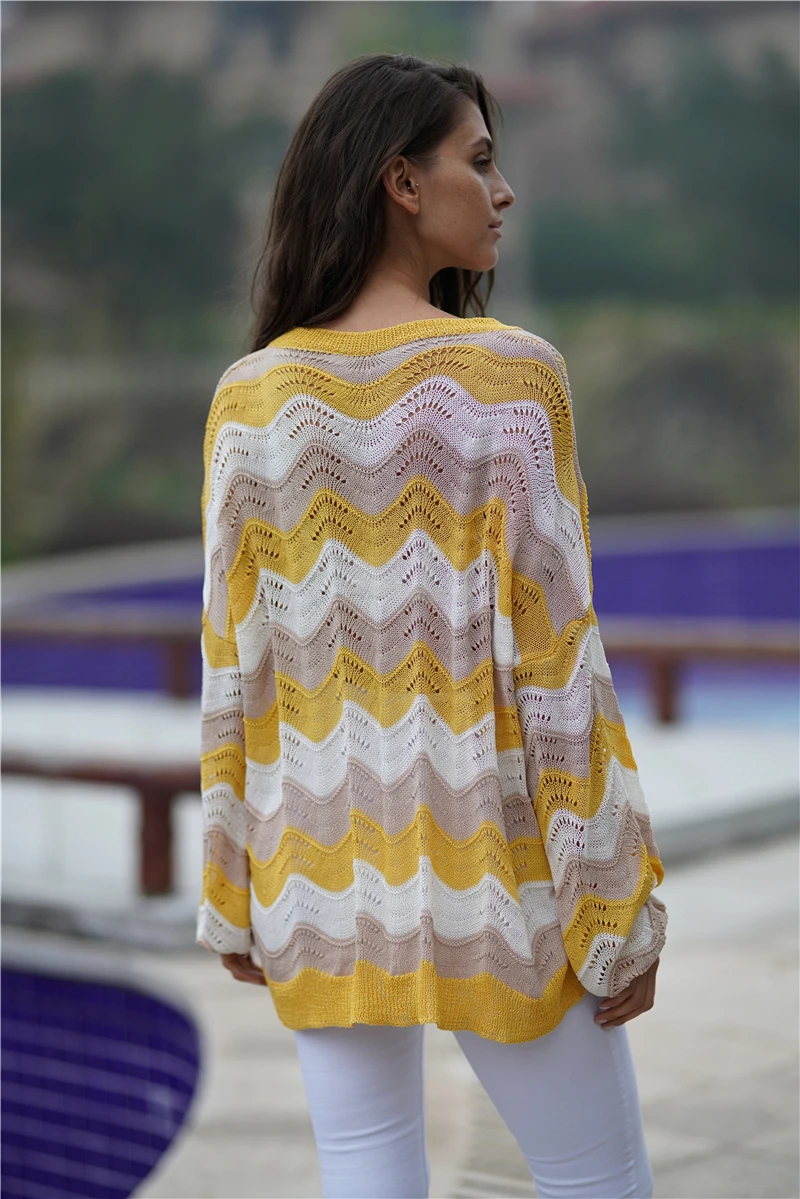 2019 мода весна и осень свободный круглый вырез пуловер свитер | Женская одежда