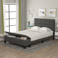 queen size bed frame upholstered platform bed panel bed with headboard bed frame for children teens adults bedroom