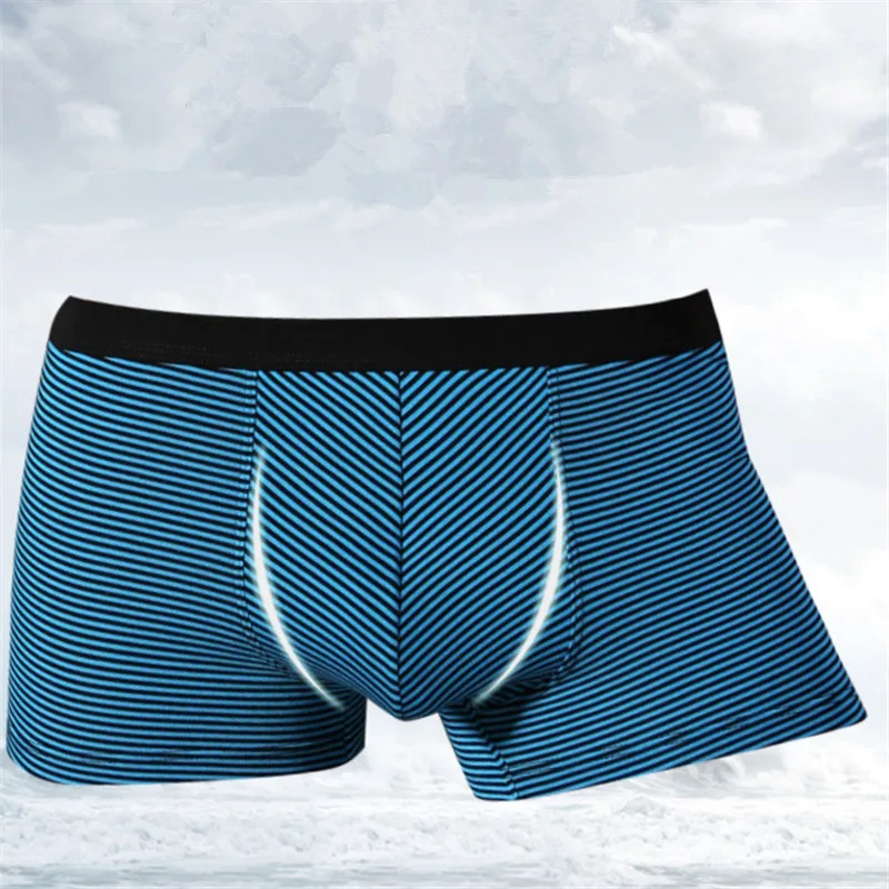 Reduce Restraint Underpants Men's Striped Flat Pants Skin-Friendly Slim-Fit Bottomings Homme 3D Four-Cornered Shorts