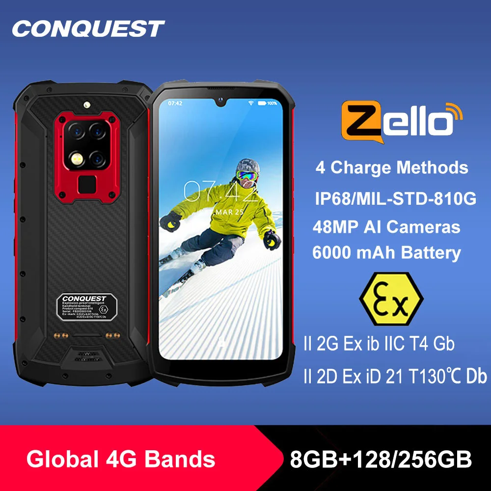 Водонепроницаемый смартфон CONQUEST S16 ATEX IP68, смартфон повышенной яркости, 6,3 дюйма, 8 ГБ, 256 ГБ, 48 МП, сотовый телефон Android