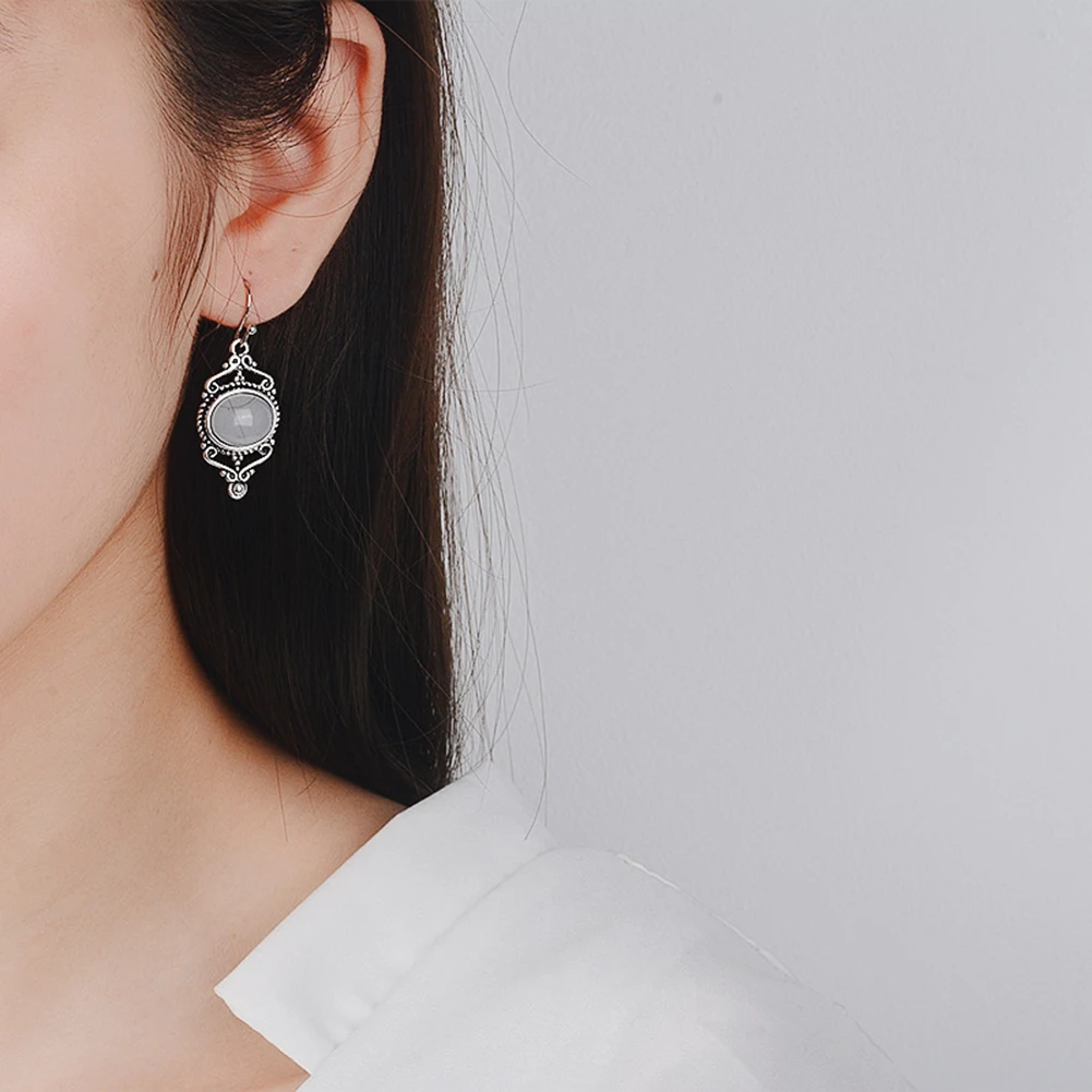 Женские винтажные резные серьги ювелирная имитация опала вечерние подарочные