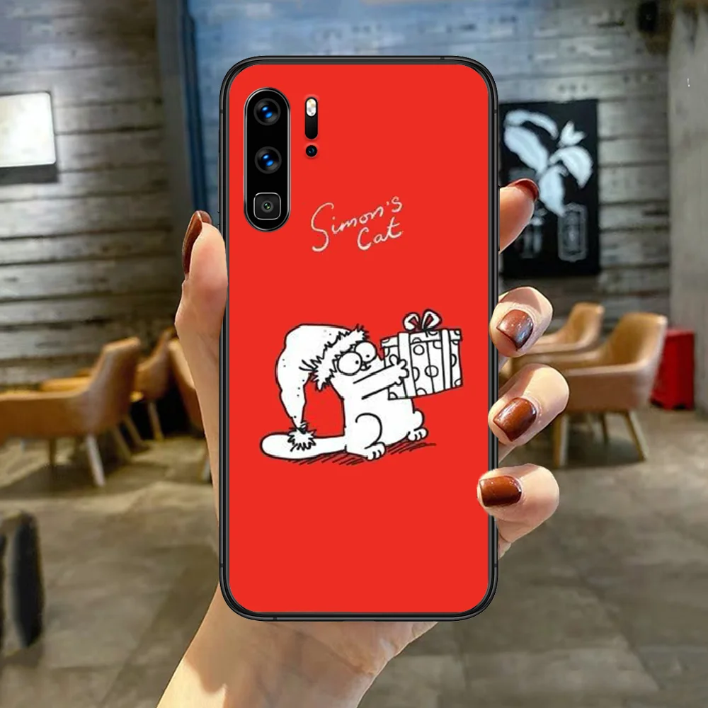 

Simons Cat Cute Cartoon Phone Case Cover For Huawei P Mate Smart 10 20 30 40 Lite Z 2019 Pro Black black Coque Luxury Waterproof