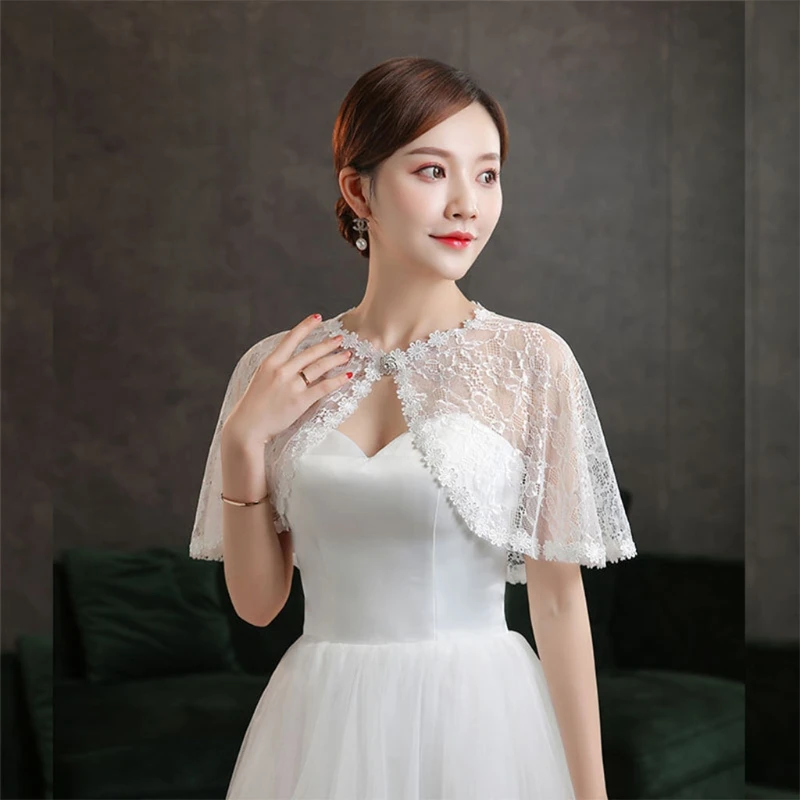 

Women Summer Thin Short Jacket Wedding Elegant Shawl Bride Lace Shawl with Soft Touch Hollow Out Shawl for Girls