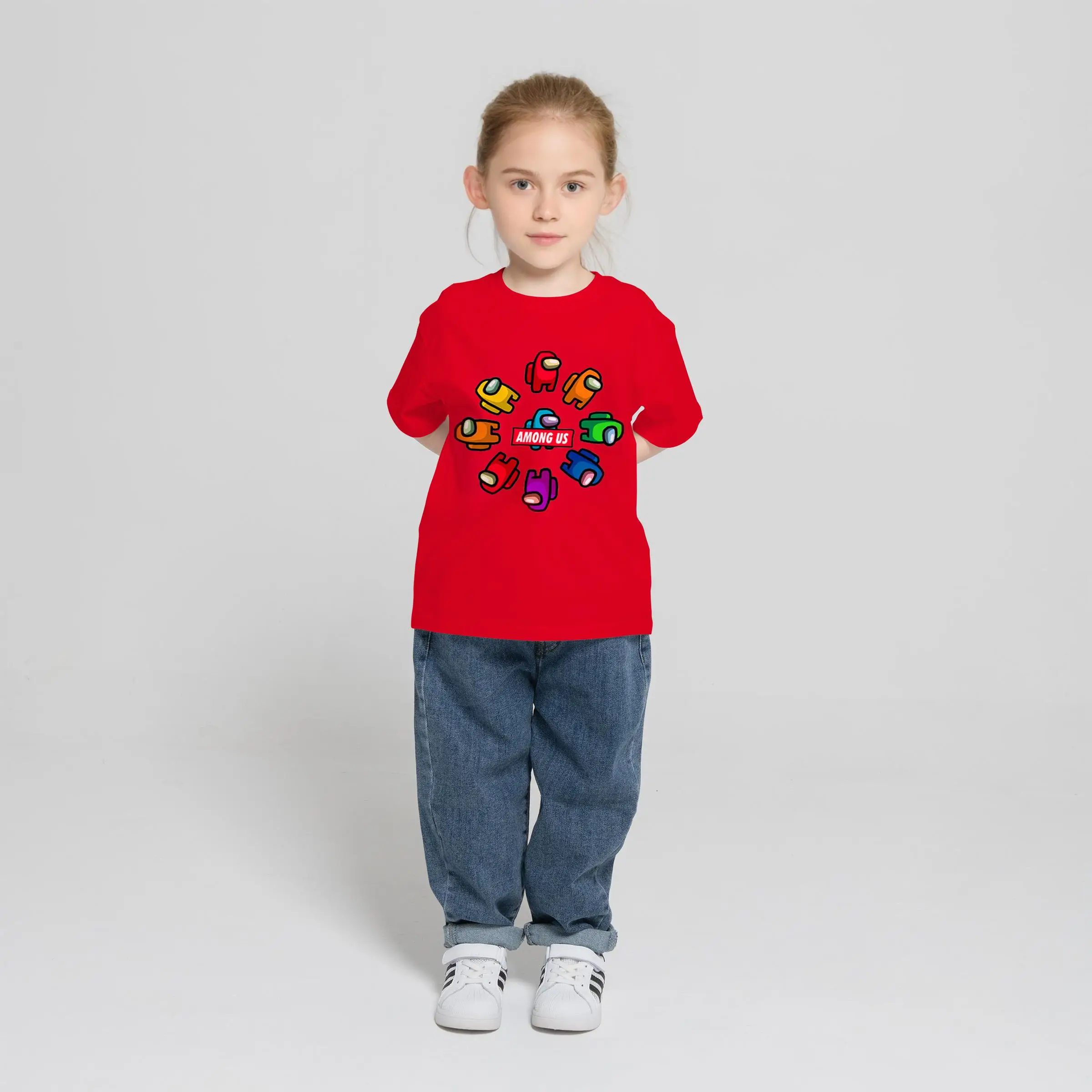 

4t-14t between us boys and girls Casual Short Sleeve Top printed American T-shirt fashion summer children's T-shirt