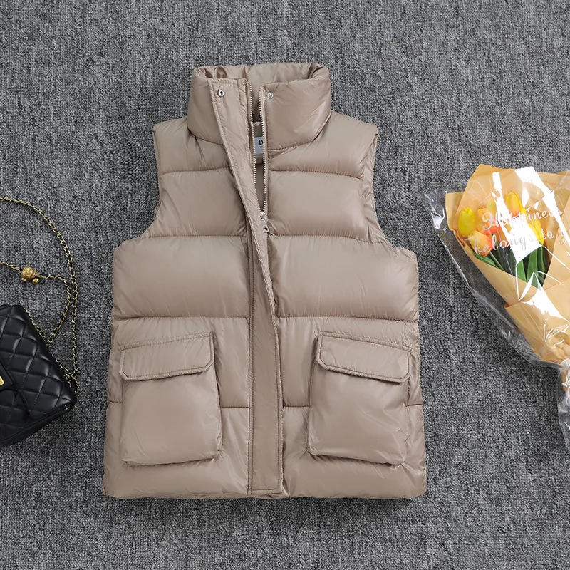 

2021 New Fashion Cotton Vest Women's Short Korean Version Of The Bright Face Autumn And Winter Down Cotton Jacket Waistcoat Vest