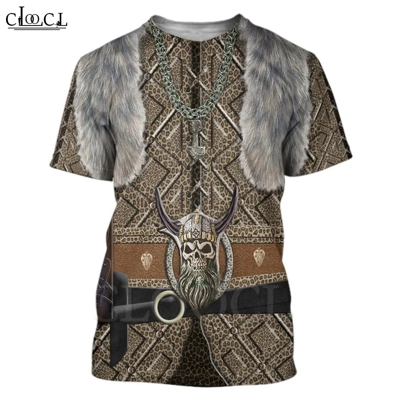 Мужская футболка с 3D принтом CLOOCL Newst Viking Armor летняя коротким рукавом в стиле