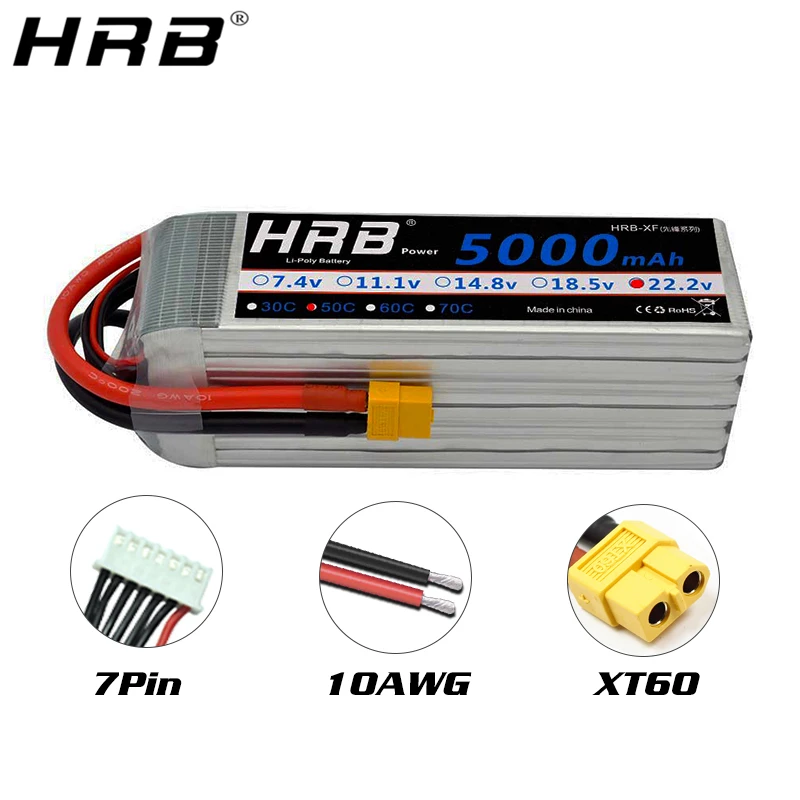 hrb 6s 222 в lipo аккумулятор xt60 2200 мач 1800 2600 мач 3