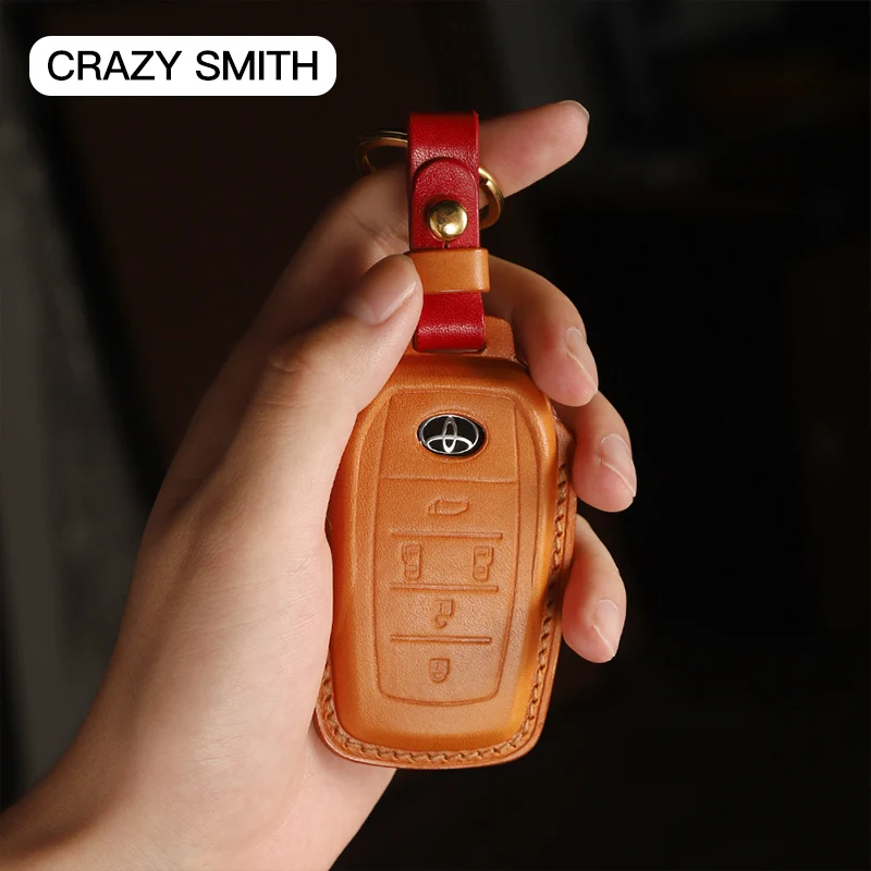 

Crazy Smith Чехол для автомобильного смарт-ключа ручной работы для Toyota Alphard/Vellfire/Previa растительного дубления кожи высокого качества