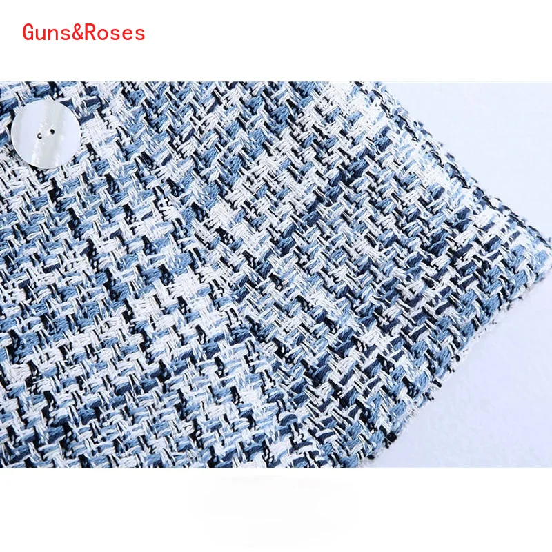 

Women Chic Fashion With Buttons Tweed Bermuda Shorts Skirts Vintage High Waist Side Zipper Female Skorts Mujer