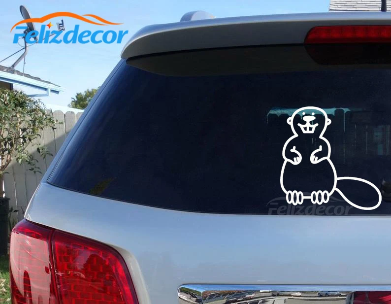 Cute Beaver Is Sitting On The Ground Car Mural For Window Door Vinyl Decals Styling Art Body Sign Stickers ZP0510 | Автомобили и