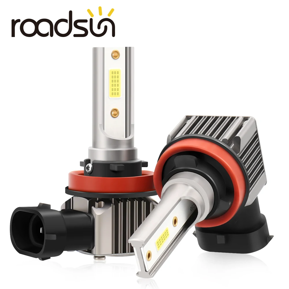 Светодиодные противотуманные фары roadsun 2x H8 H11 9005 HB3 9006 HB4 Автомобильные 6000K Mini 12 В