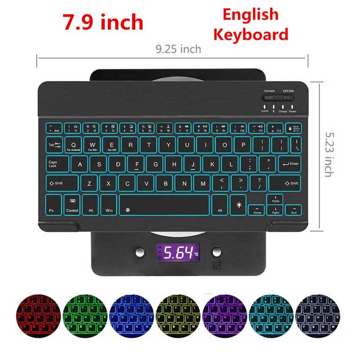 Ultra Slim Алюминий Беспроводной Bluetooth Испанский клавиатура для IOS Android Tablet PC Windows для iPad Bluetooth Испанский Teclado - Цвет: 7-inch-eng-backlit