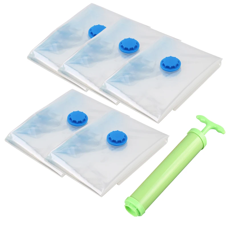 Vacuum Bag for Clothes Storage Bag With Valve Transparent Border Folding Compressed Organizer Travel Space Saving Seal Packet