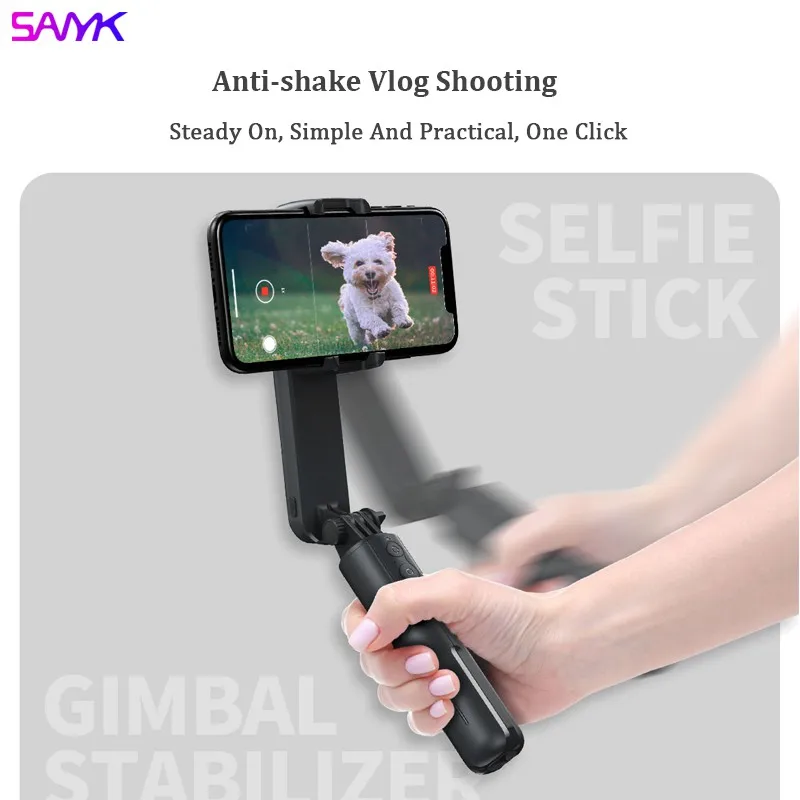 SANYK Gimbal Stabilizer Single Axis Bluetooth Selfie Stick Anti-shakeTripod With Led Fill Light for Vlogging | Электроника