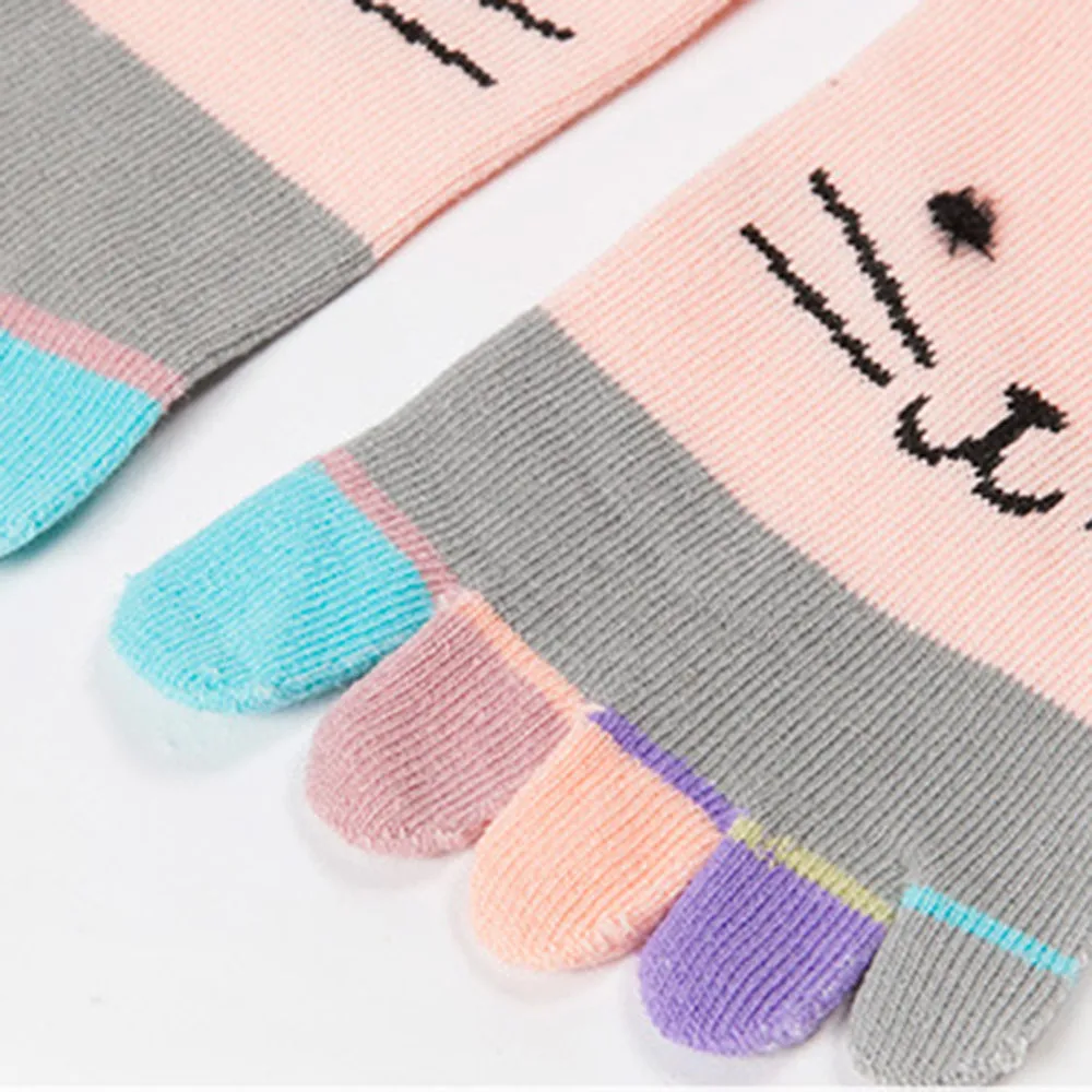 

1 Pair Socks Women Cute Casual Five Toe Crew Finger Colorful Animal Printed Funny Socks Toe Cotton Women Socks Streetwear