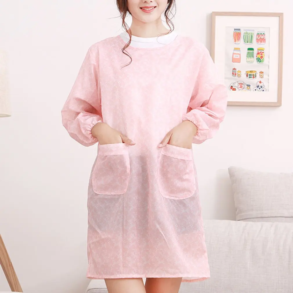 

Korean Fashion Home Kitchen Long-sleeved Apron Adult Smock Unisex Anti-wear Waterproof Anti-oil Overalls