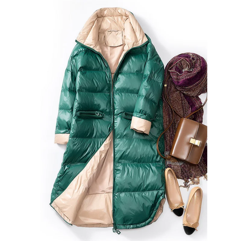 Зимнее пальто женское 2019 зимнее белое пуховое Женская длинная пуховая Парка